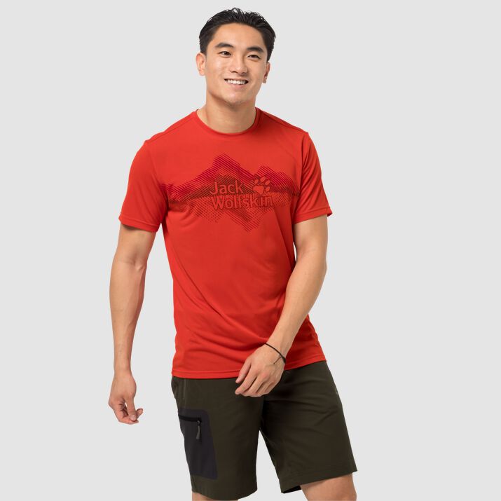 T-shirt Jack Wolfskin Crosstrail Graphic Hombre Naranjas Rojos Mexico-6511234